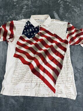 American Summer Mens Flag Declaration Of Independence Print Shirt XL